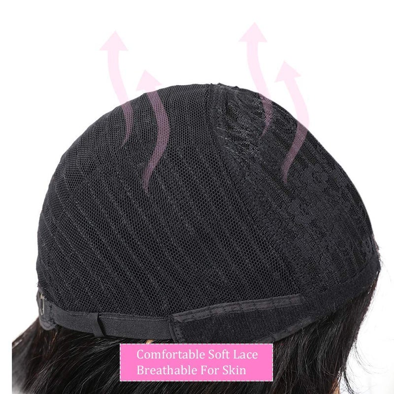 PANEWAY Short Human Hair Wigs with Bangs Brazilian Body Wave Virgin Human Hair Wigs for Black White Women Short Wavy Bob Wigs with Bangs 12 Inch - Image 4